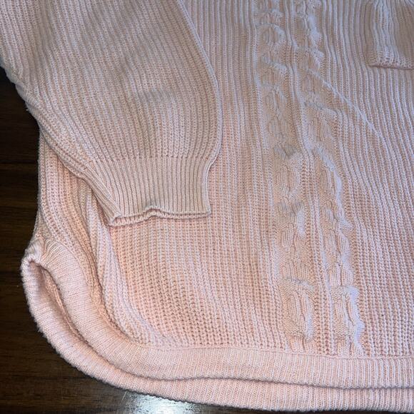Vintage Avon Fashions Peach Cotton Tunic Sweater Sz M Cable Knit Pocket 80s Warm - Picture 3 of 8